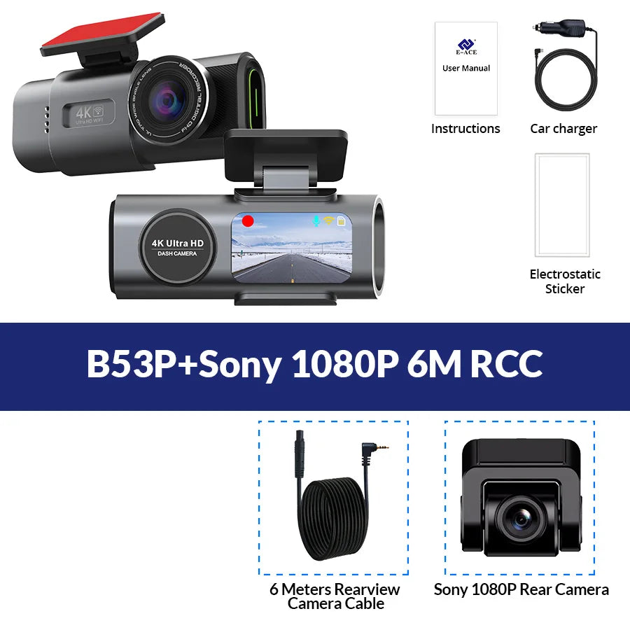 4K Dual Lens Dash Cam with GPS & WiFi