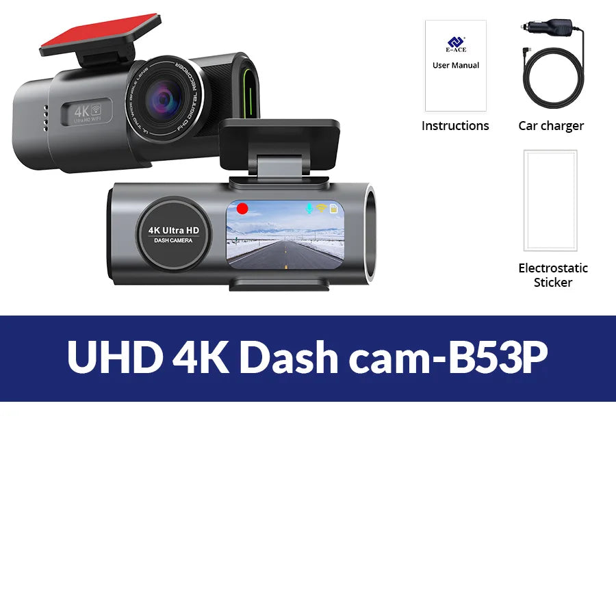 4K Dual Lens Dash Cam with GPS & WiFi